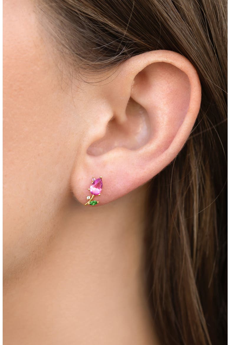 Blossoming Tulip Stud Earrings, Alternate, color, GOLD