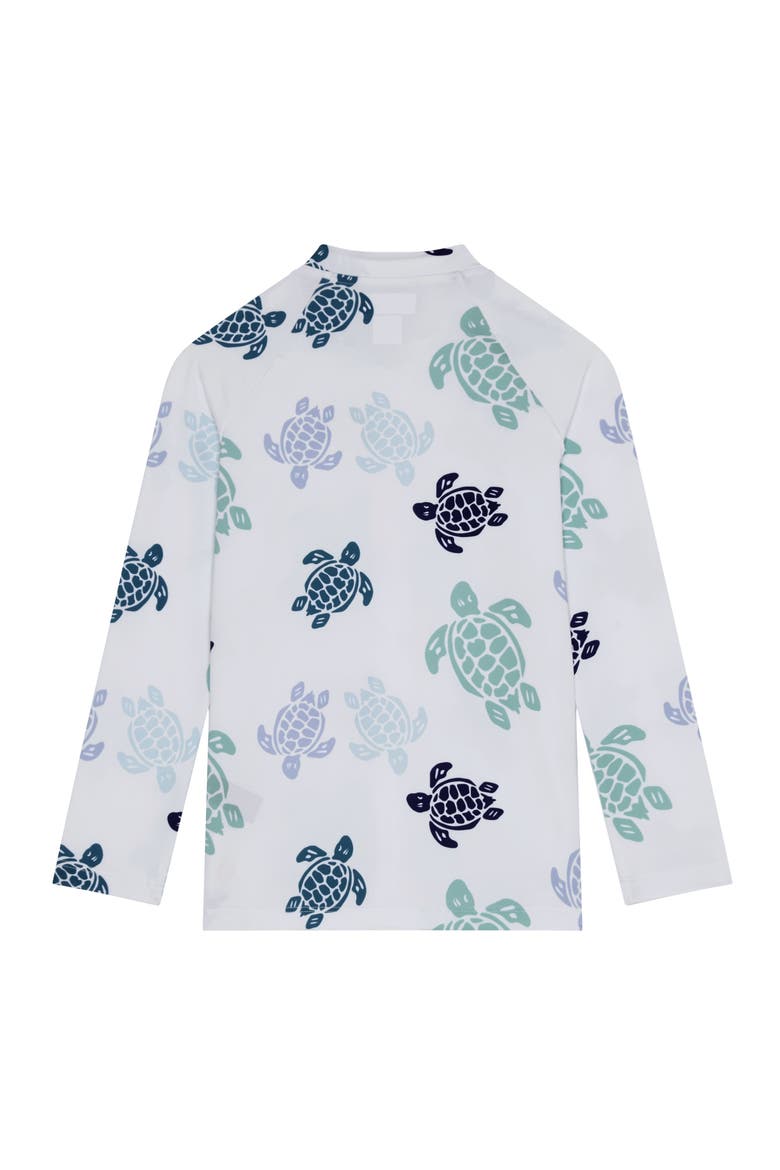 Boys Zipped Long Sleeves Rashguard Tortues Multicolores, Alternate, color, White