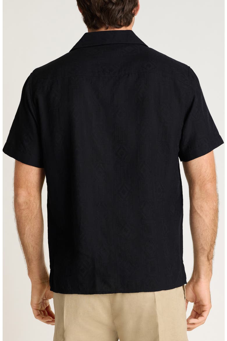 Riviera Cabana Shirt, Alternate, color, BLACK TEXTURE STRIPE COTTON