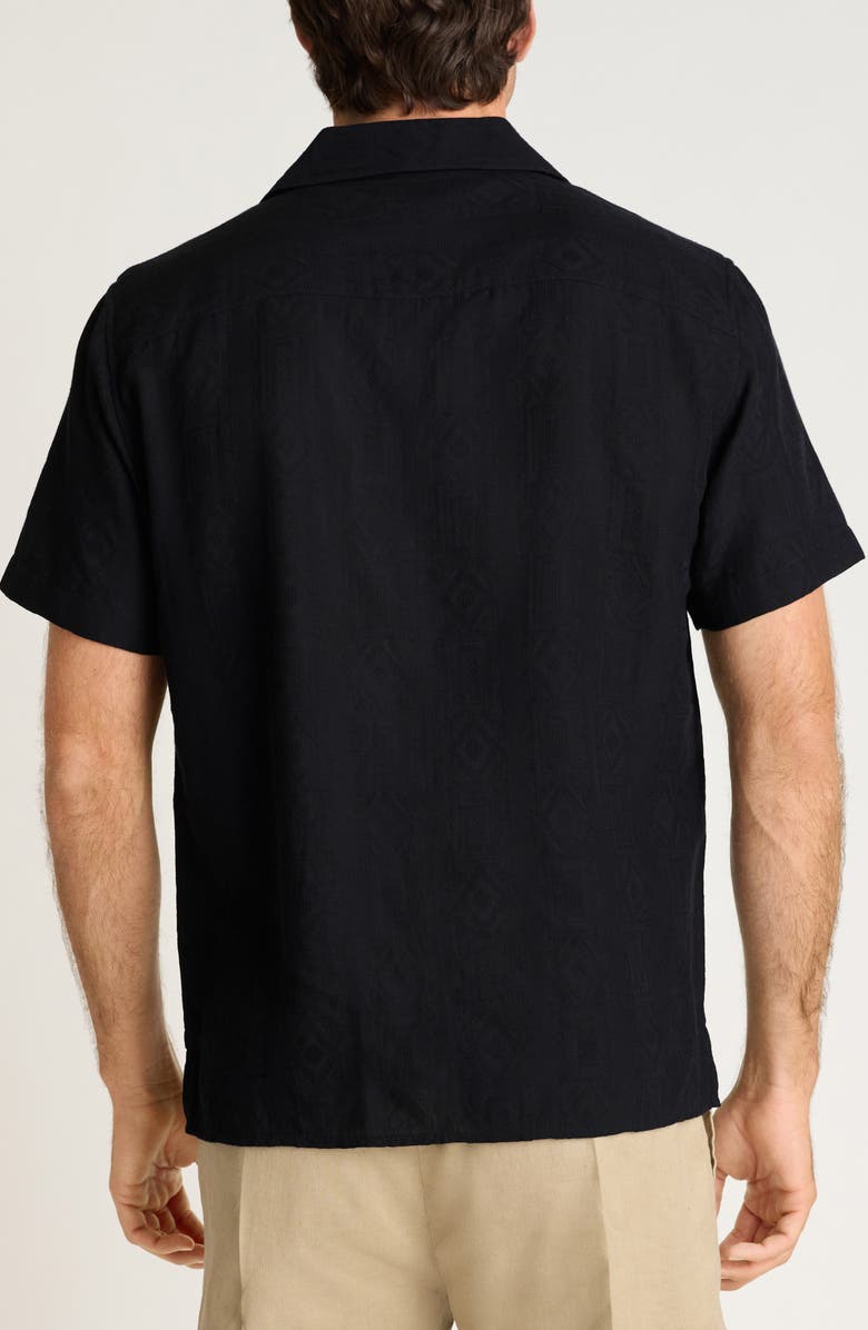 Bonobos Riviera Cabana Shirt, Alternate, color, Black Texture Stripe Cotton