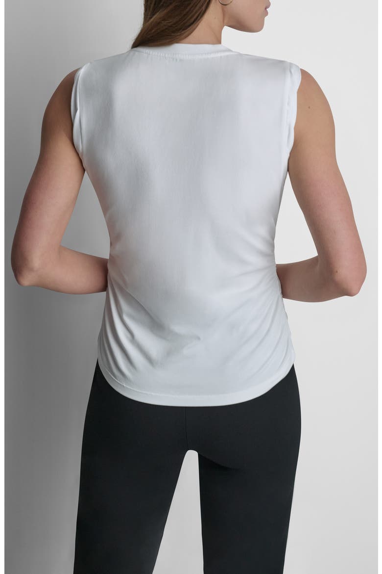 Script Ruched Cotton Blend Tank, Alternate, color, WHITE