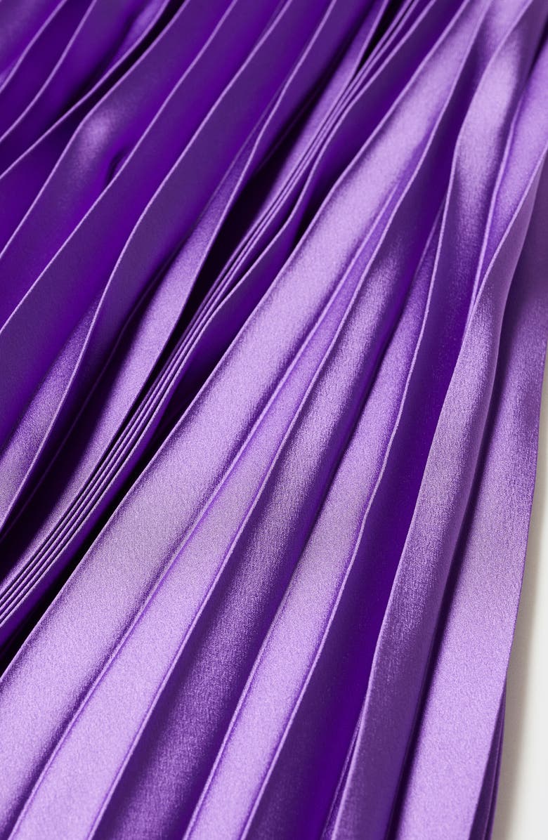 MANGO Pleated Satin Skirt, Alternate, color, Medium Purple