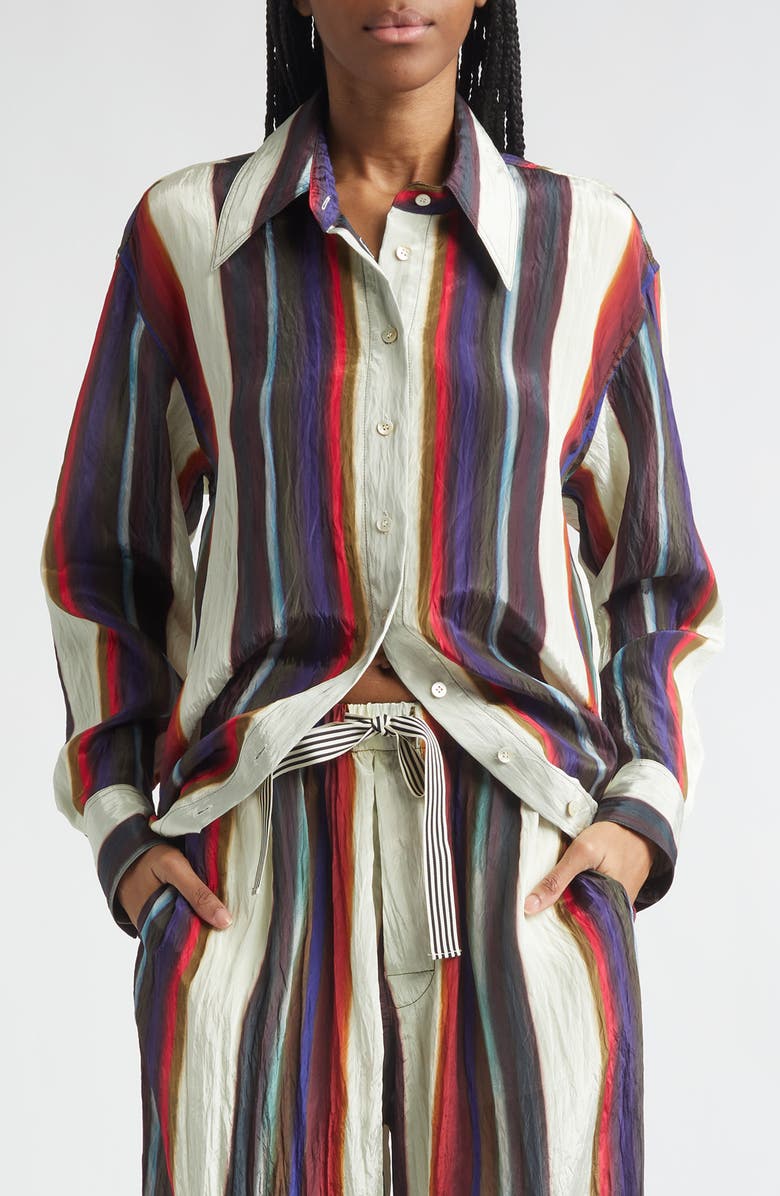 Christopher John Rogers Morris Stripe Button-Up Shirt, Main, color, Calla Lily Multi