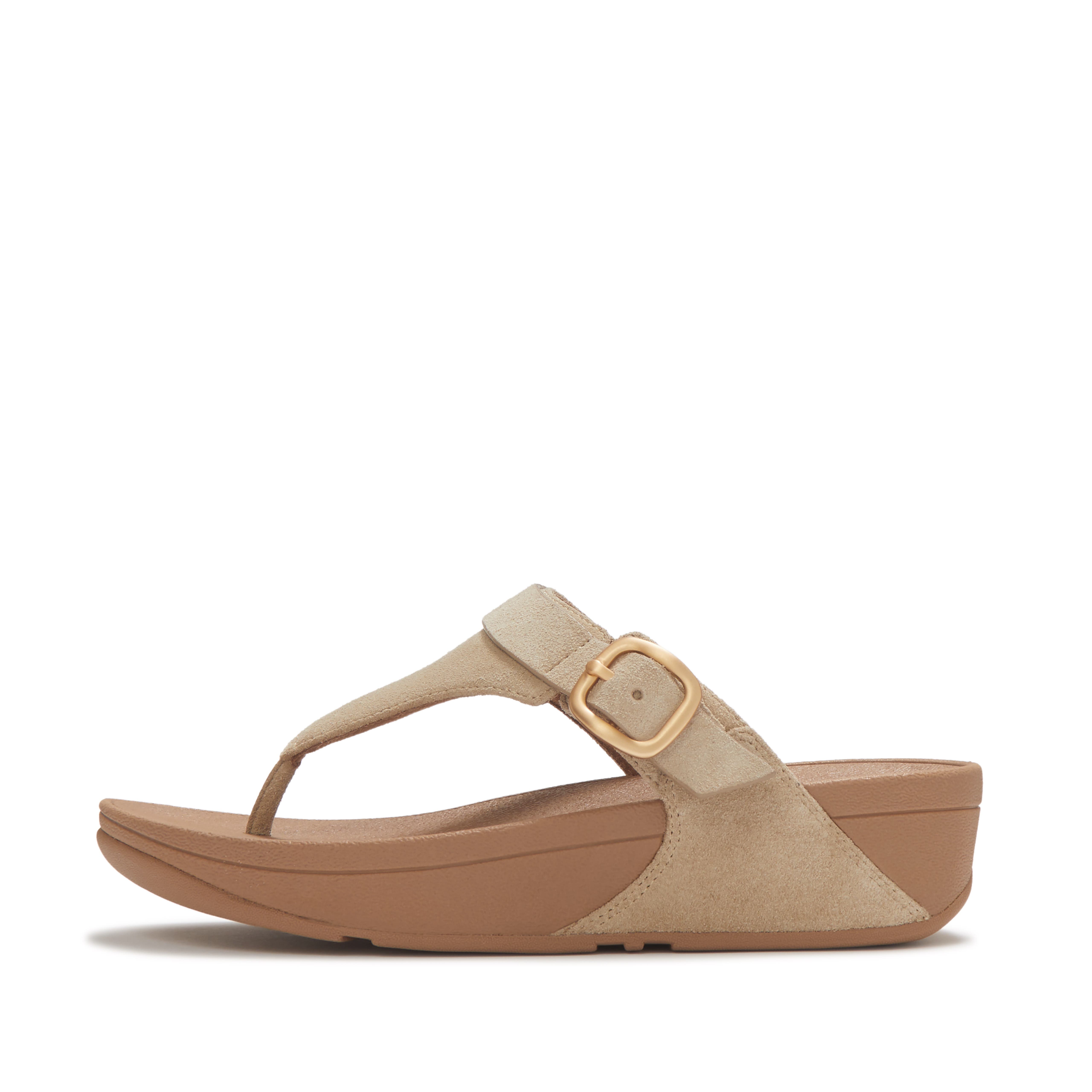 FitFlop Lulu Buckle Suede Toe-Post, Alternate, color, Cappuccino