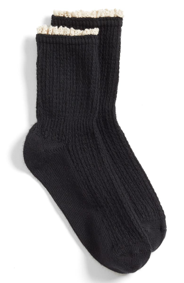 Peony & Moss Lace Trim Crew Socks, Alternate, color,