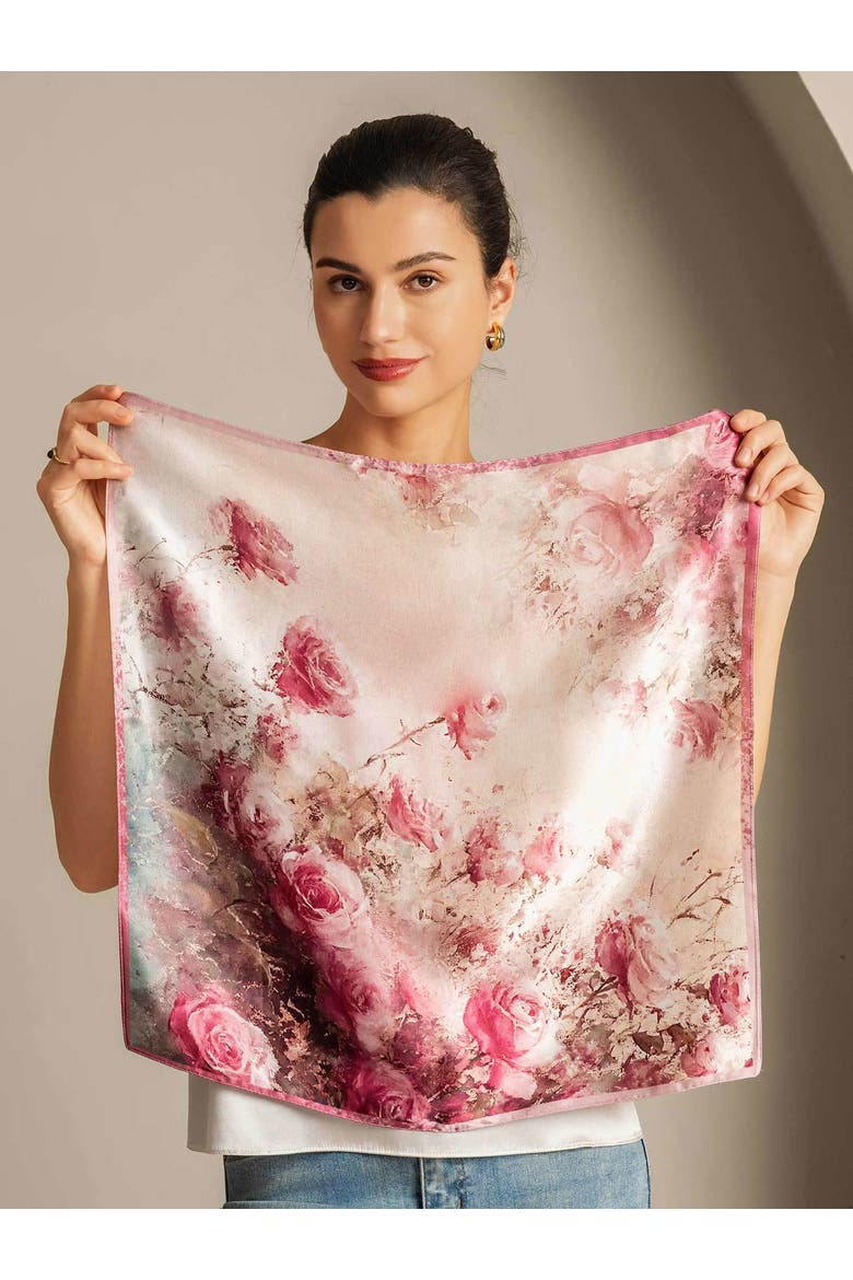 Pure Silk Delicate Square Scarf, Alternate, color, Medium Pink
