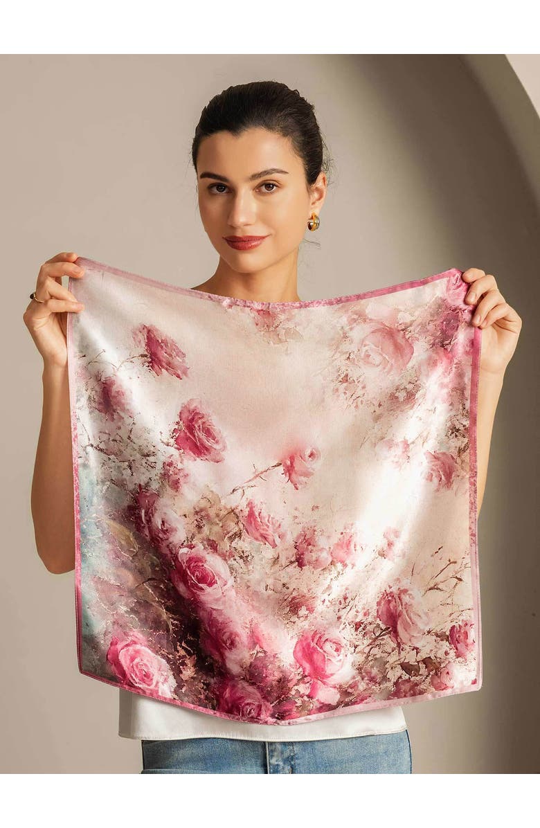 SILKSILKY Pure Silk Delicate Square Scarf, Alternate, color, Medium Pink