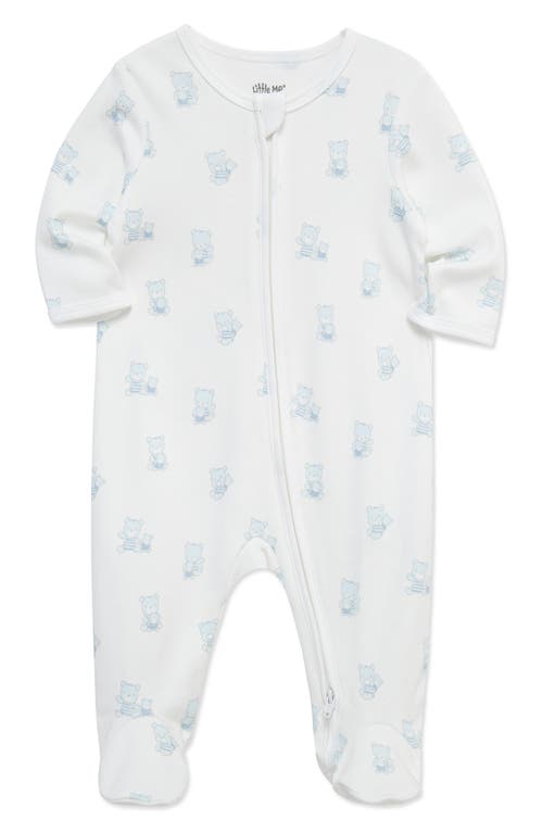 Little Me Busy Bears Pima Cotton Footie In Blue