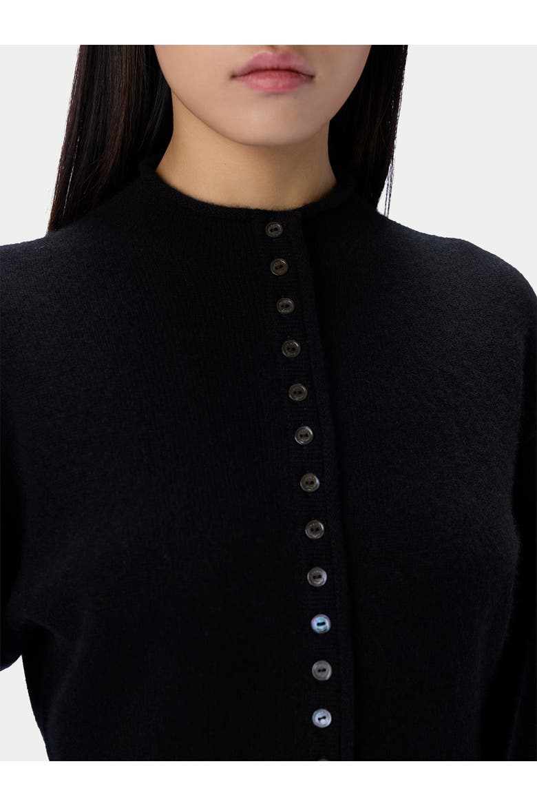Cashmere High-neck Buttoned Cardigan, Alternate, color, black