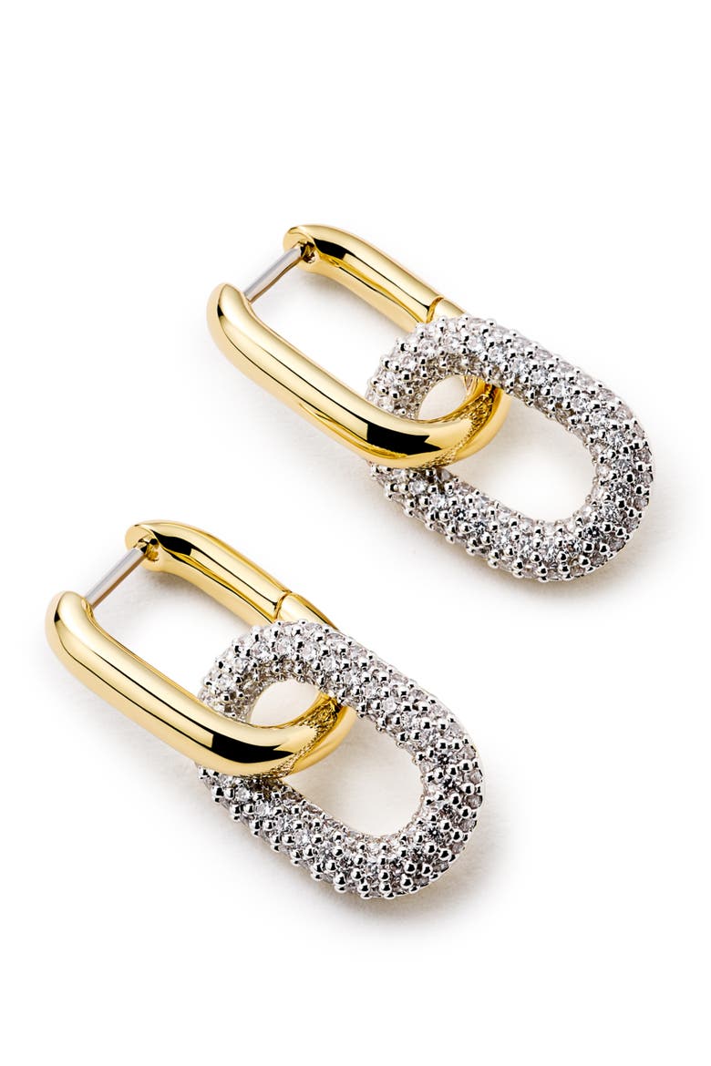 Rox Mini Double Hoop Drop Earrings, Alternate, color, GOLD CLEAR