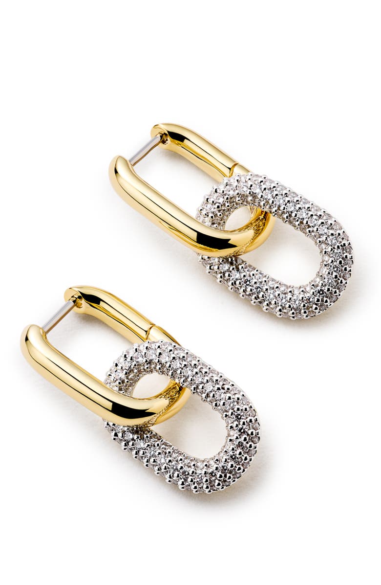 Ana Luisa Rox Mini Double Hoop Drop Earrings, Alternate, color, Gold / Clear