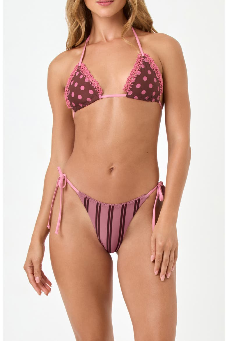Samba Embroidered Trim Bikini Top, Alternate, color, STRIPE SIDE/ ALOTTA POLKA DOT