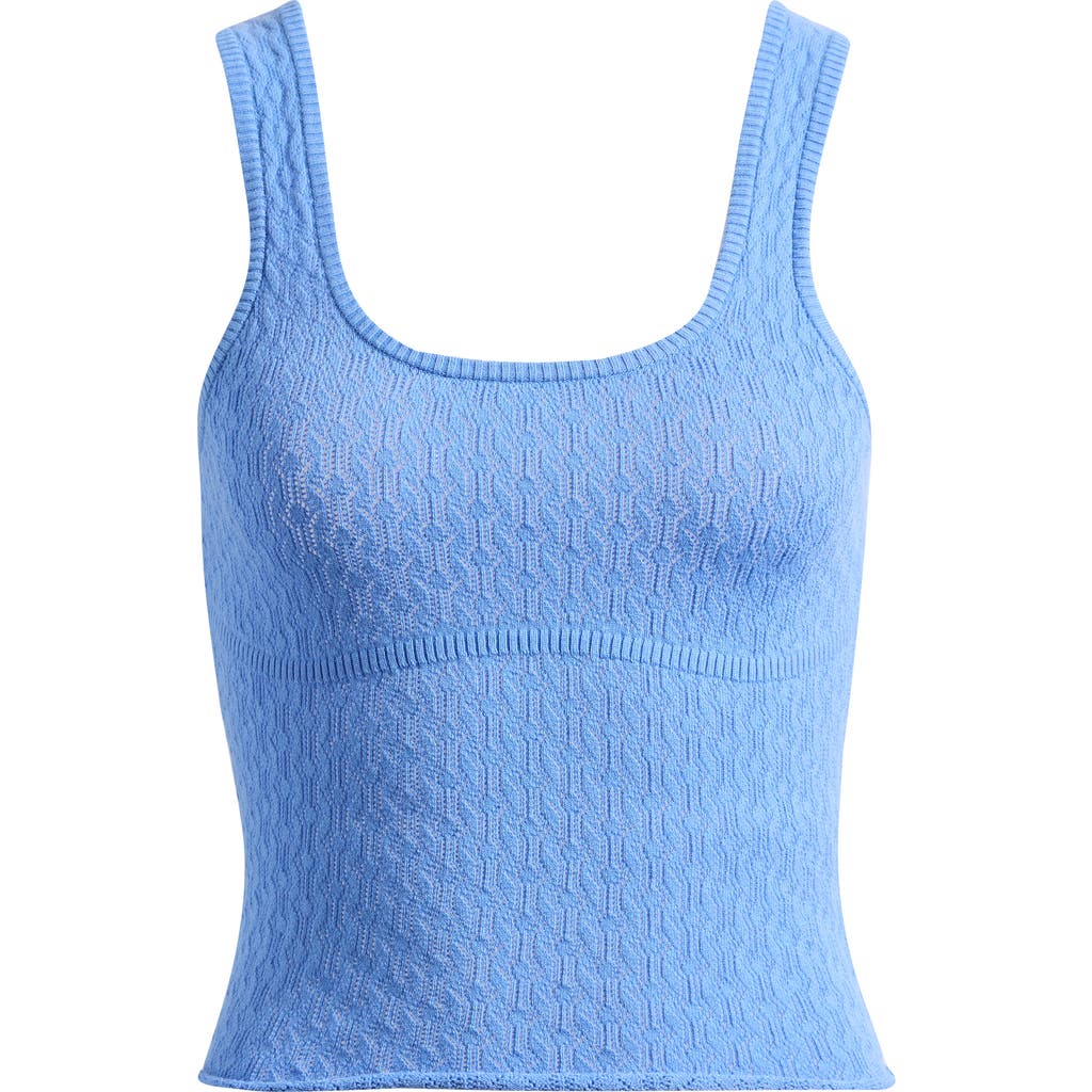 Pacsun Keenan Pointelle Cotton Sweater Tank In Blue