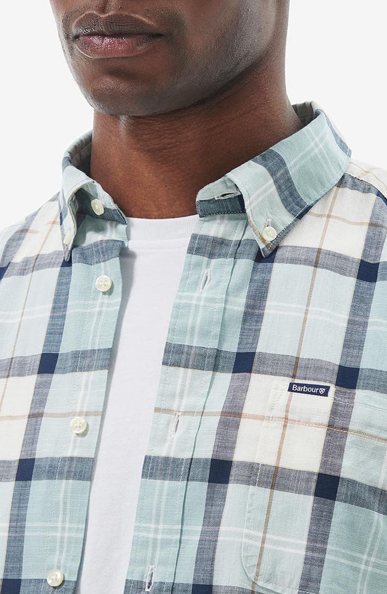 Barbour Delton Tailored Fit Plaid Short Sleeve Cotton Button-Down Shirt, Alternate, color,