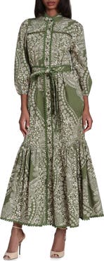 Avec Les Filles Cotton Poplin Floral Maxi Dress