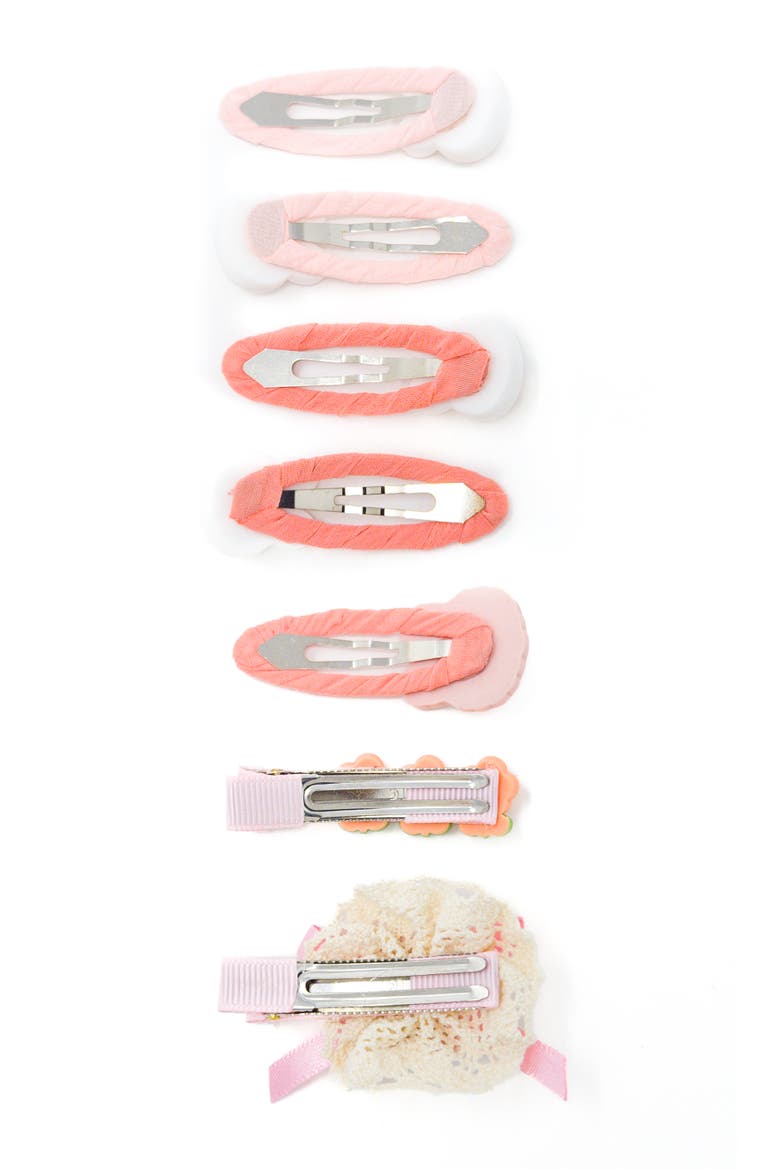 Bunny Hug Hair Clip Set of 7 Baby, Alternate, color, Baby Pink & Coral