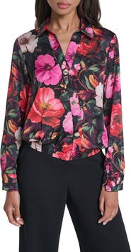 KARL LAGERFELD PARIS Allover Print Long Sleeve Woven Shirt