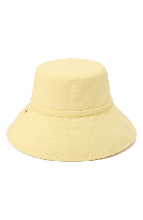 bow ties long brim bucket hat
