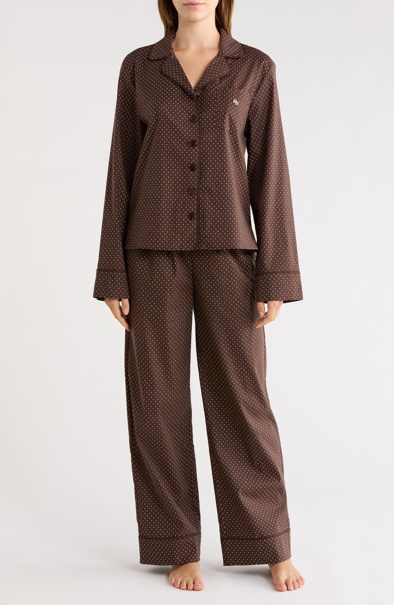 Reformation Coco Long Sleeve Pajamas, Main, color, Pin Dot