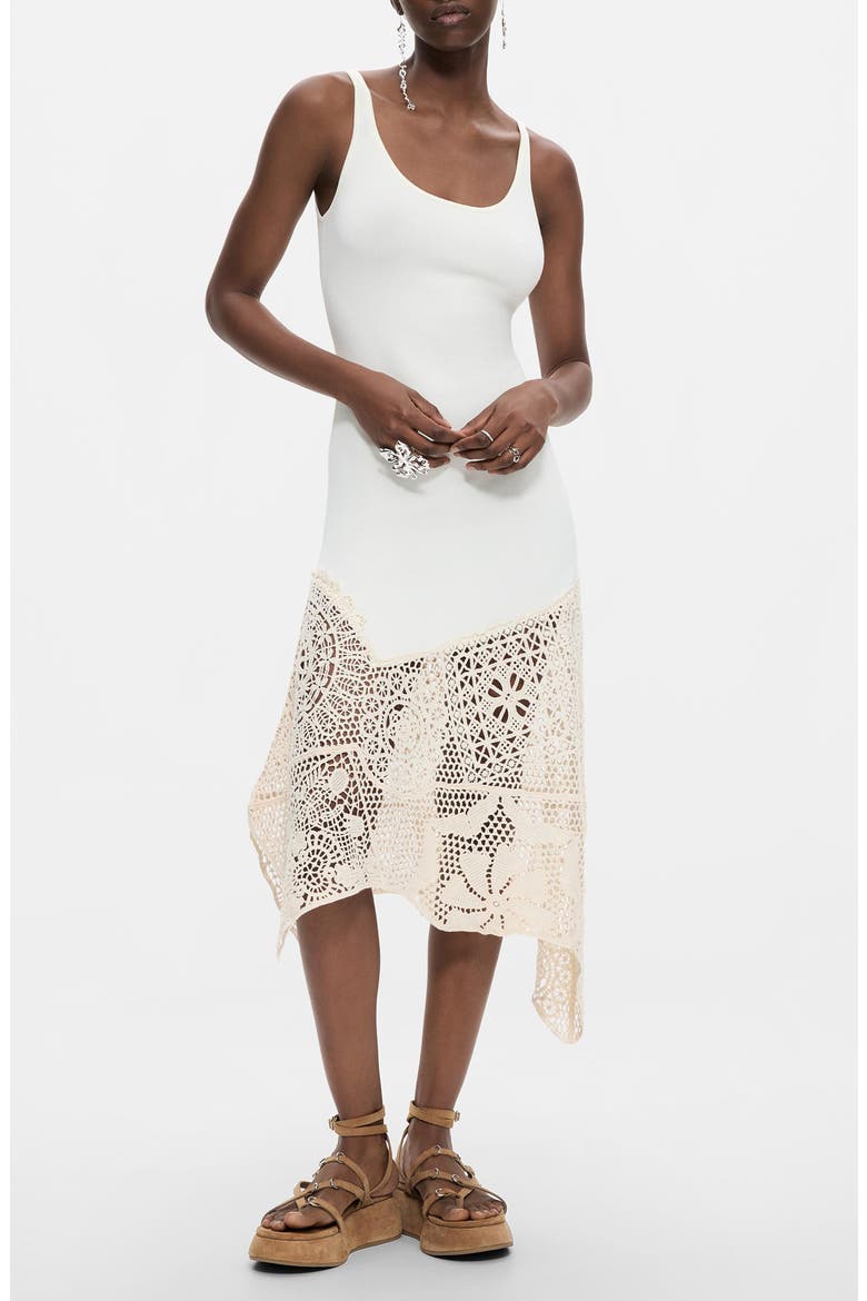 Open Stitch Asymmetrical Hem Slipdress, Main, color, OFF WHITE
