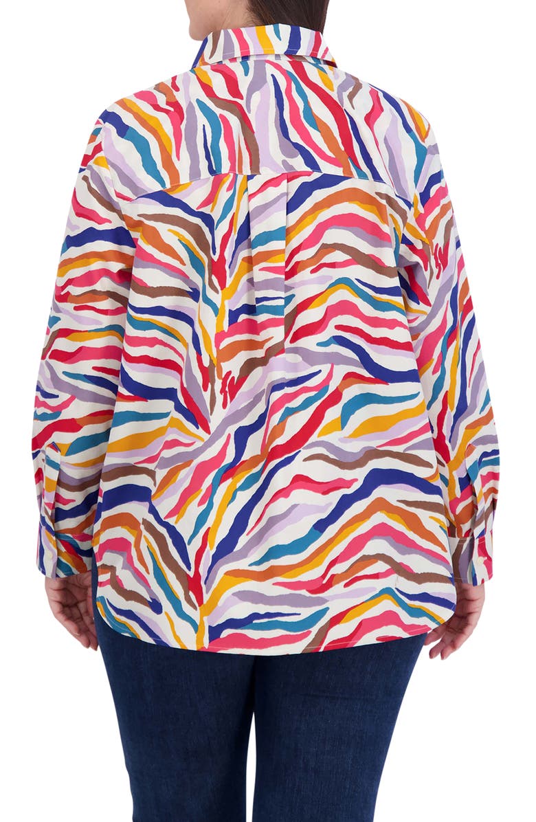 Foxcroft Abstract Print Cotton Button-Up Shirt, Alternate, color, 