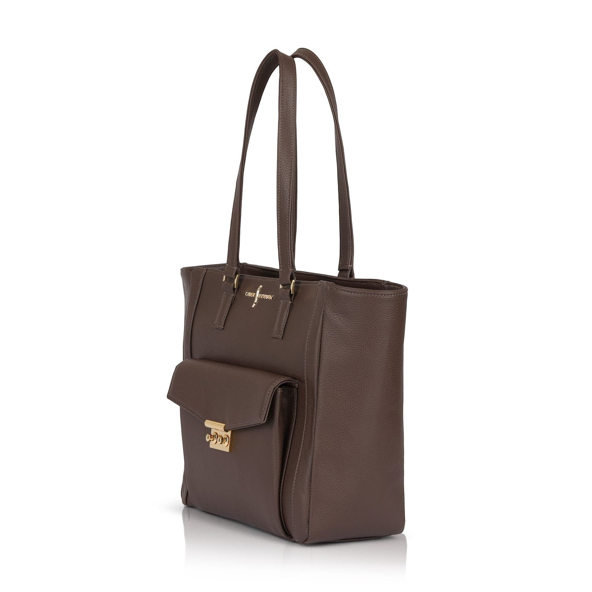 Classic Tote with Front Lock, Alternate, color, Brown