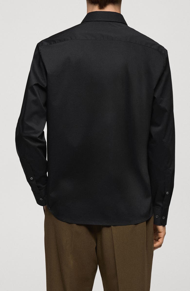 MANGO Stretch Button-Up Shirt, Alternate, color, Black