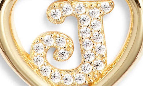 Argento Vivo Sterling Silver Heart Cubic Zirconia Initial Pendant Necklace In Gold