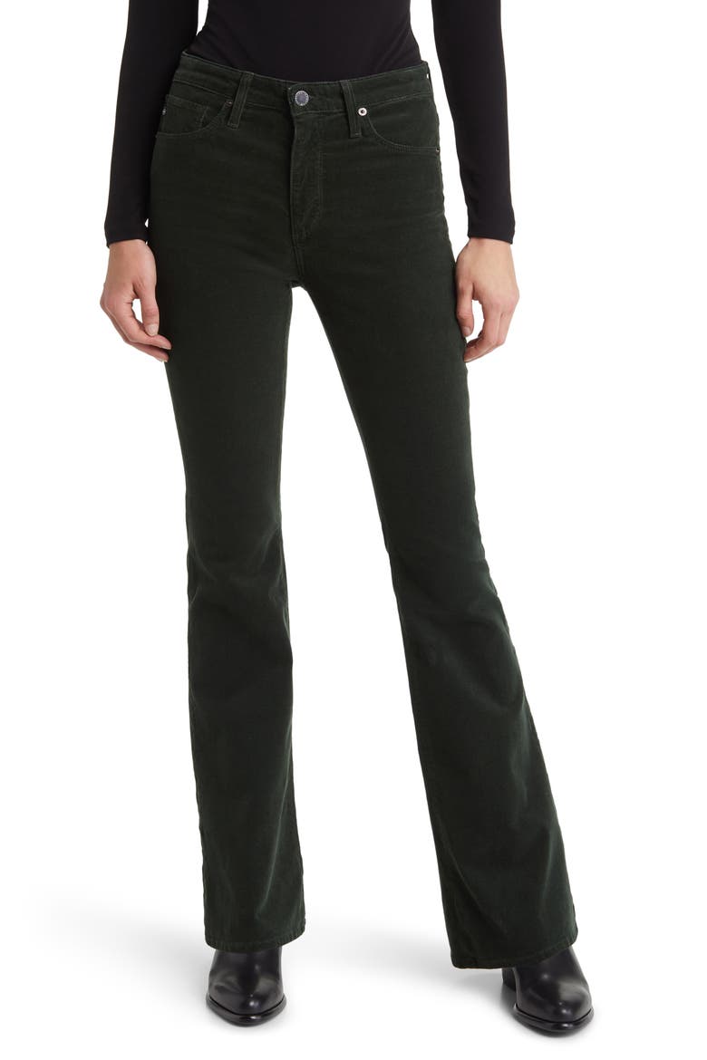 Farrah High Waist Stretch Corduroy Bootcut Pants, Main, color, HIDDEN PINE