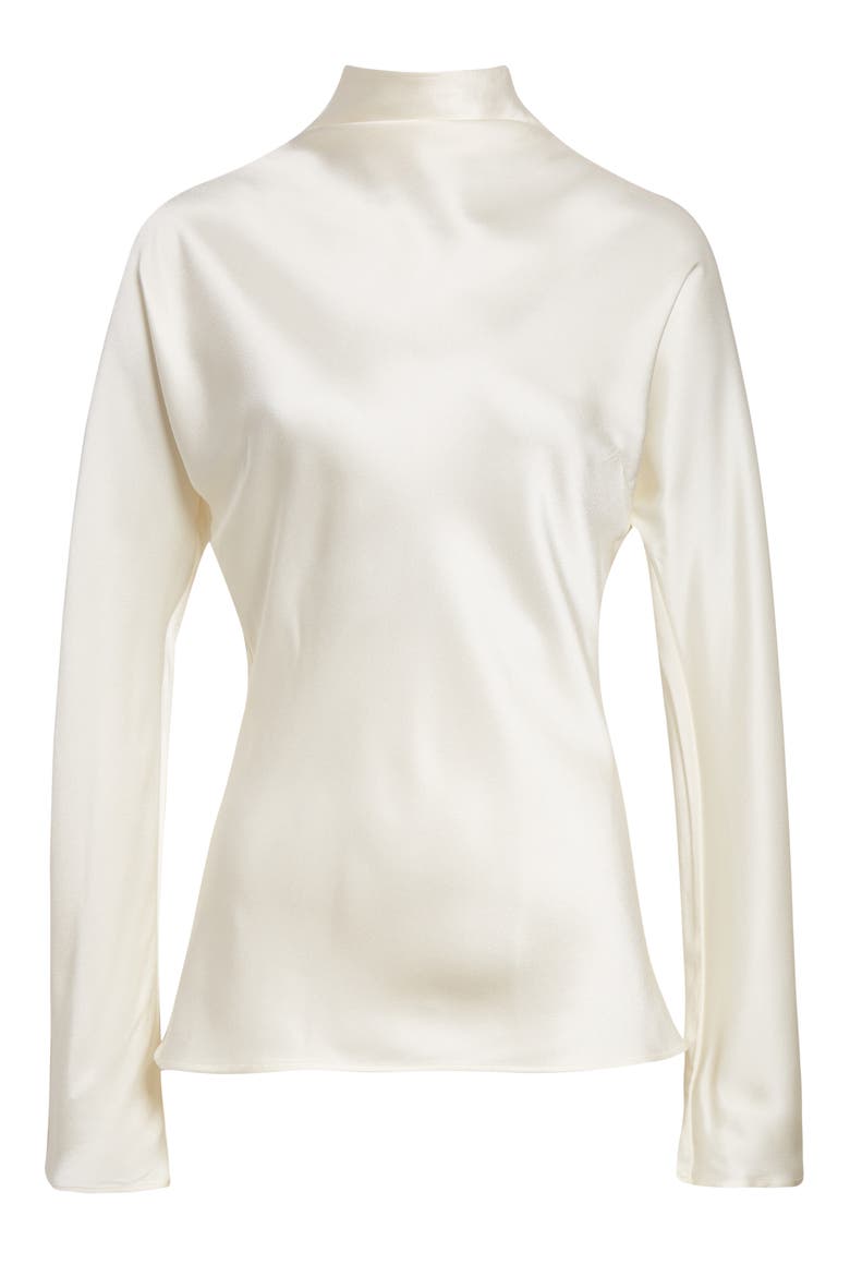 Long Sleeve Satin Top, Alternate, color, CREAM