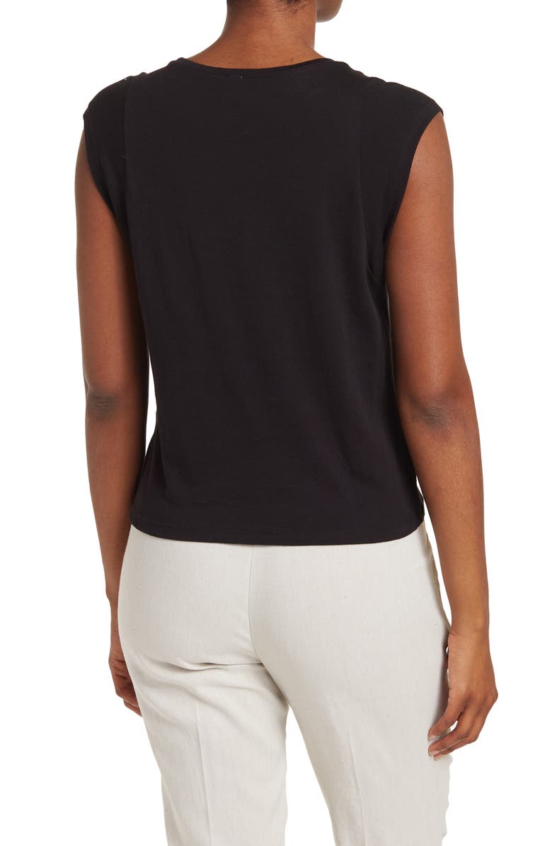 T Tahari Cap Sleeve Pima Cotton T-Shirt, Alternate, color, Black