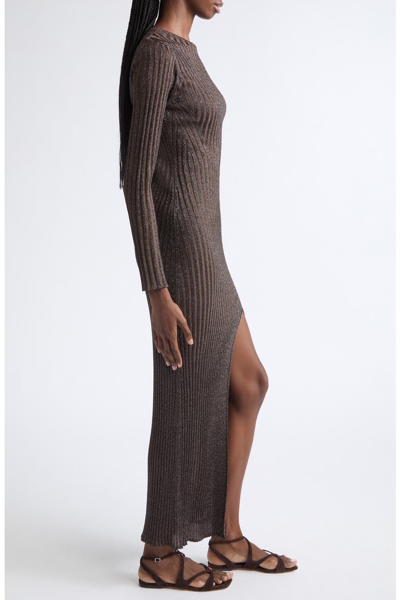 Long Sleeve Ribbed Maxi Sweater Dress, Alternate, color, BROWN