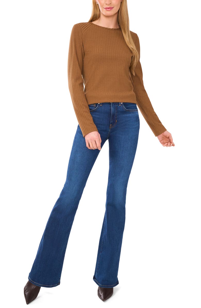 Halogen<sup>®</sup> Fitted Raglan Sleeve Knit Top, Alternate, color, Rich Cognac