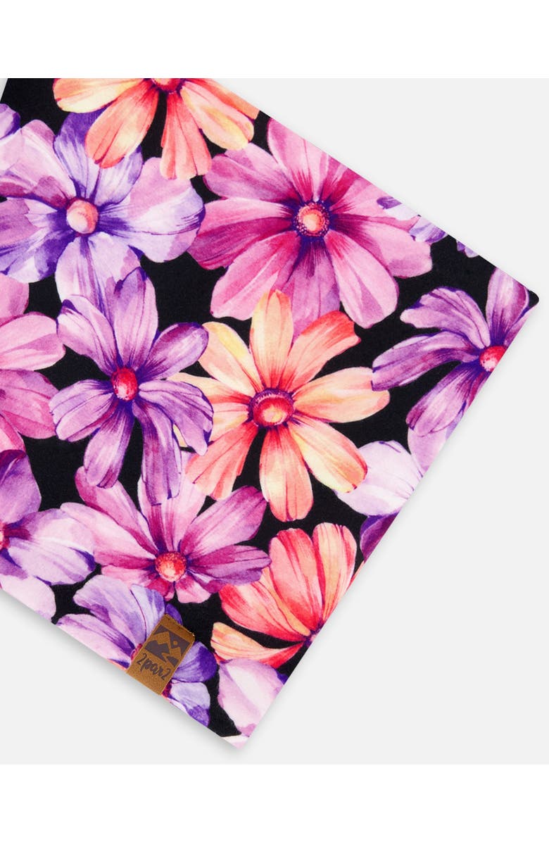 Deux par Deux Girl's Printed Neck Tube Black With Pink And Orange Flowers, Alternate, color, 