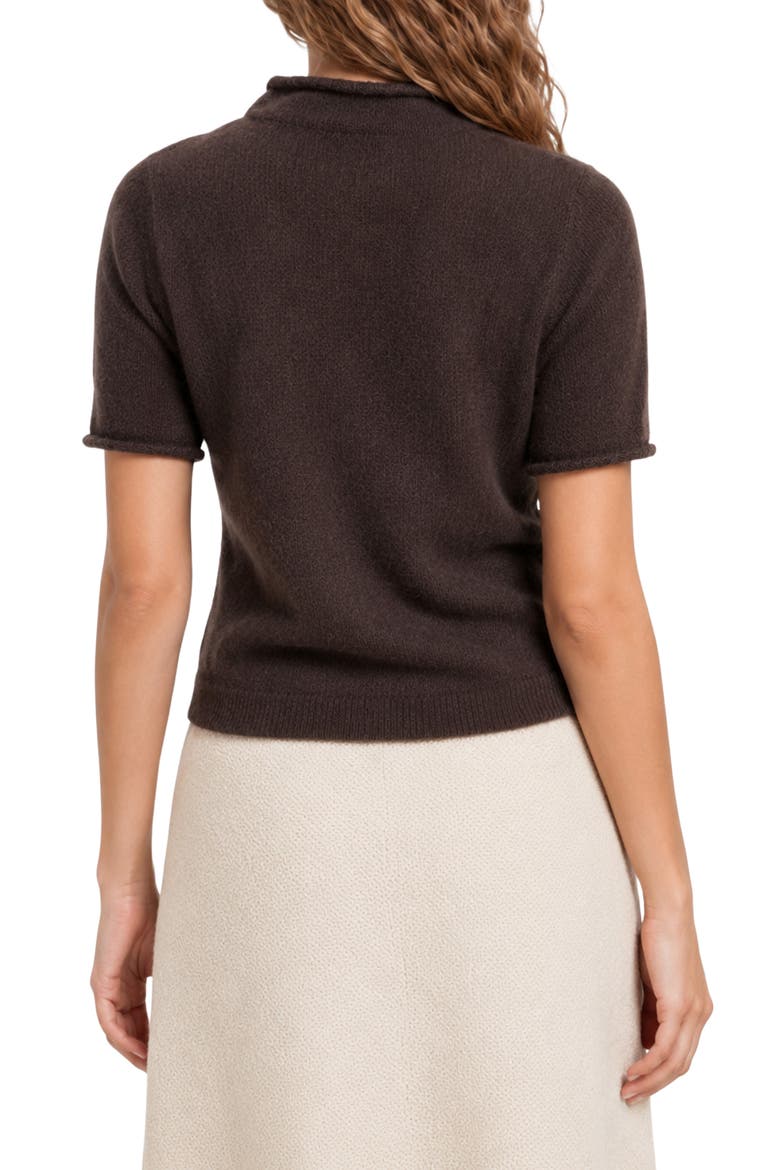 Toddy Mock Neck Short Sleeve Sweater, Alternate, color, COFFEE BEAN