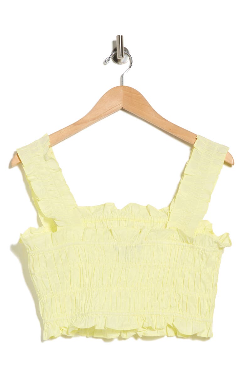 maje Lunnala Smocked Crop Top, Alternate, color, Jaune