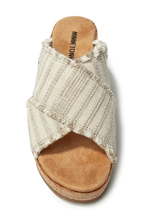 Minnetonka Posey Wedge Sandal In Taupe Stripe