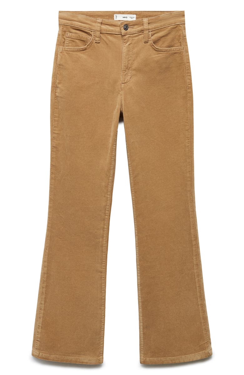 MANGO Crop Flare Corduroy Jeans, Main, color, Medium Brown