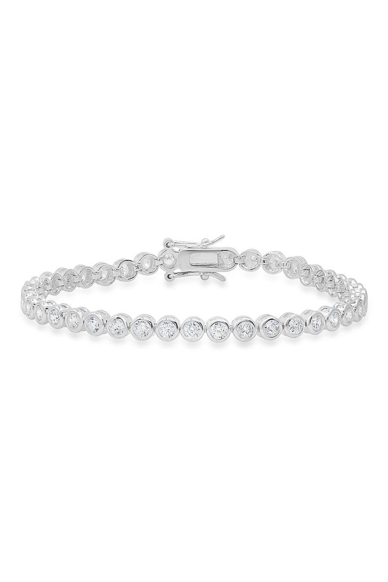 Sterling Silver Cubic Zirconia Tennis Bracelet, Main, color, SILVER