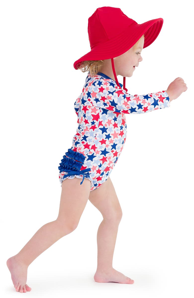 RuffleButts Shimmer Star Spangle One-Piece Swimsuit, Alternate, color,