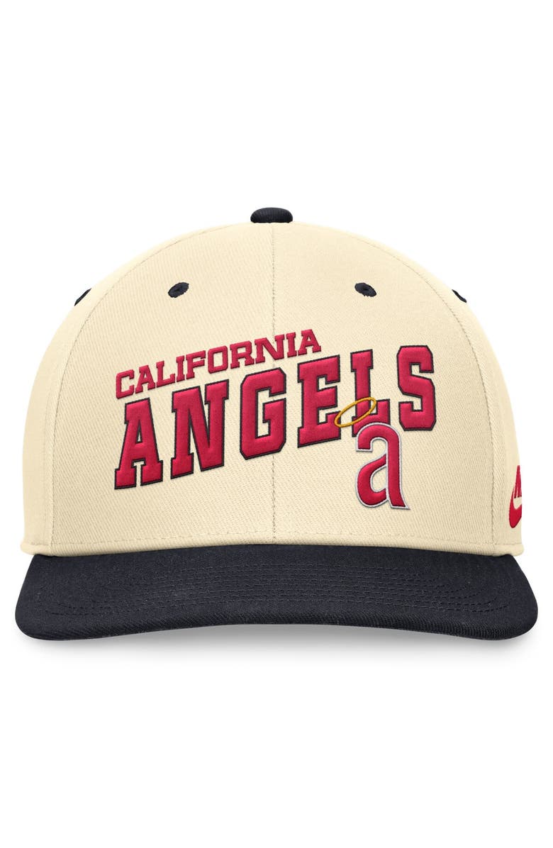 Nike Men's Nike Cream/Navy California Angels Rewind Cooperstown Collection Performance Snapback Hat, Alternate, color, 