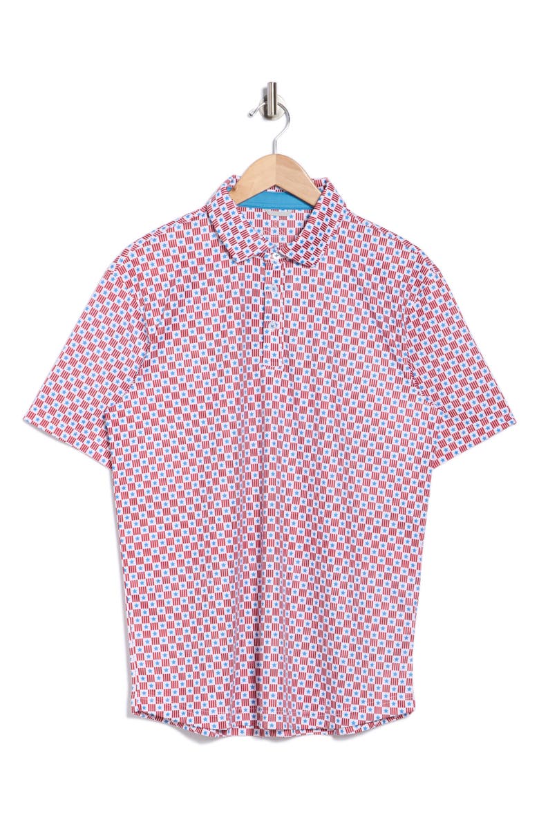 Swannies Waylon Stars & Stripes Print Performance Golf Polo, Alternate, color, Red/ Blue Multi