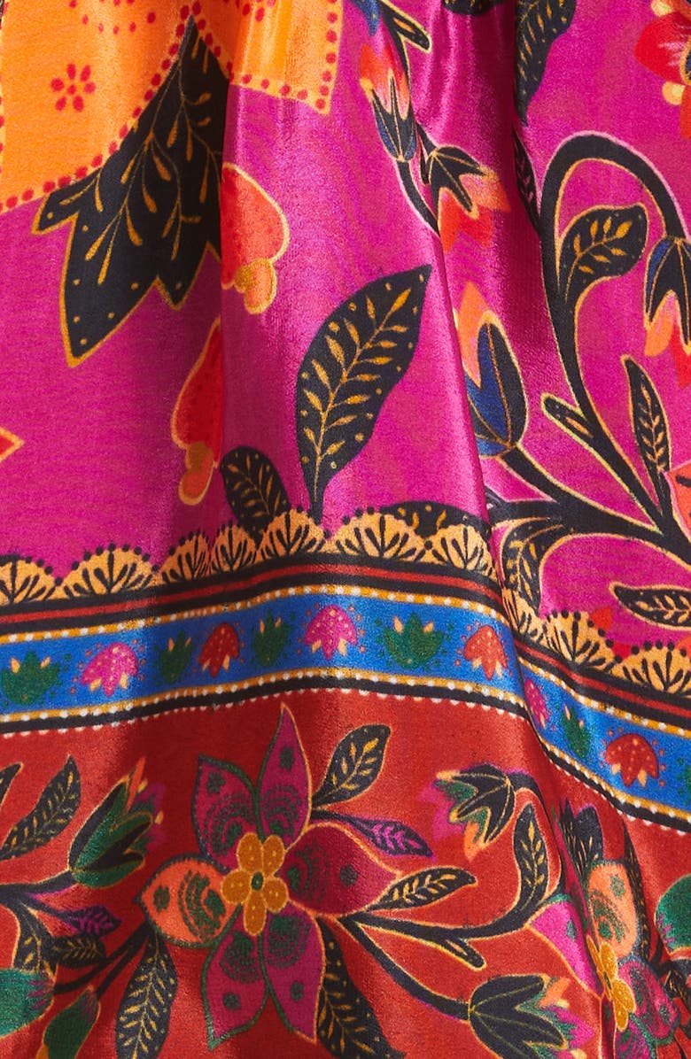 FARM Rio Tropical Tapestry Long Sleeve Ruffle Top, Alternate, color, 