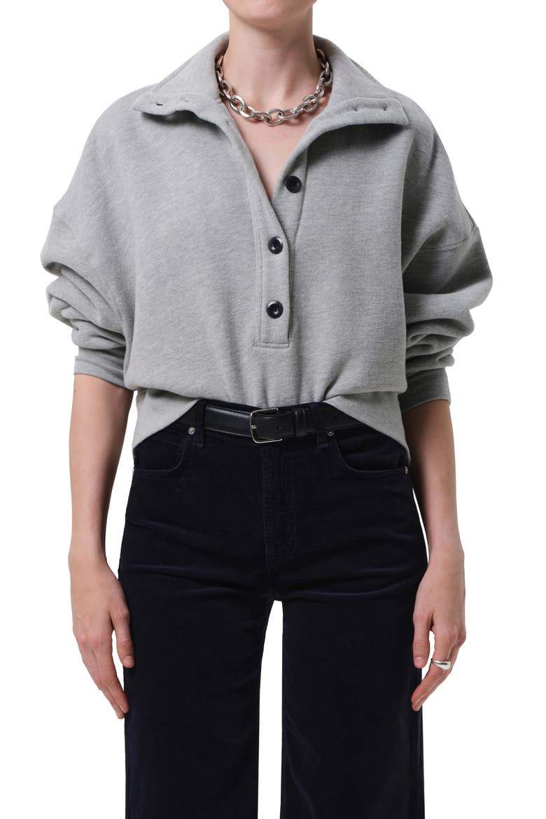 Mirelle Funnel Neck Cotton Blend Sweatshirt, Main, color, HEATHER GREY