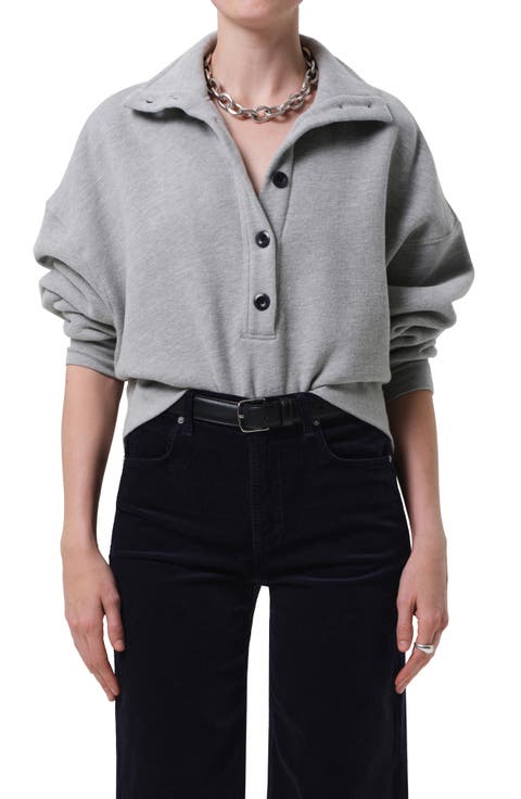 Mirelle Funnel Neck Cotton Blend Sweatshirt