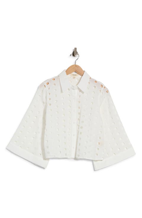Breslin Eyelet Bell Sleeve Crop Blouse