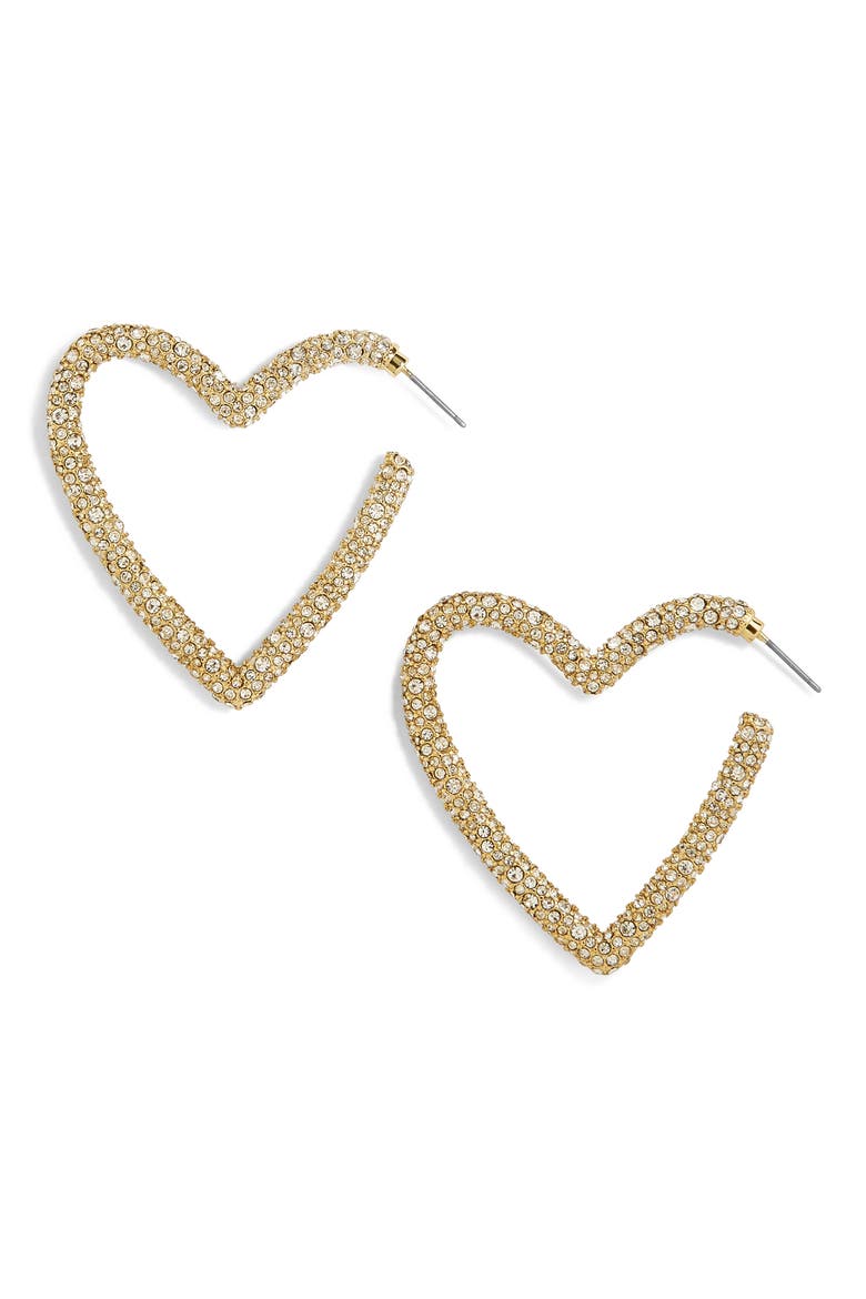 Ciena Pavé Statement Heart Hoop Earrings, Main, color, GOLD