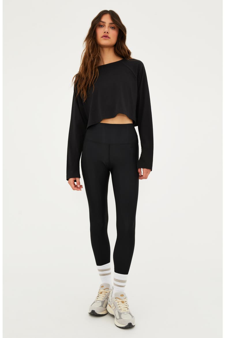 June Long Sleeve Crop Top, Alternate, color, BLACK