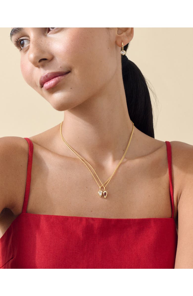 Edge of Ember Toi et Moi Garnet & Topaz Friendship Necklaces, Alternate, color, Metallic Gold