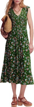 Boden Smocked Jersey Midi Dress